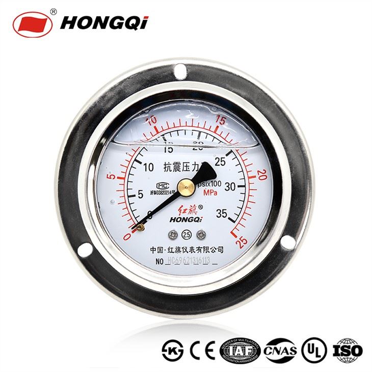60 mm zadný manometer plnený kvapalinou s prírubou