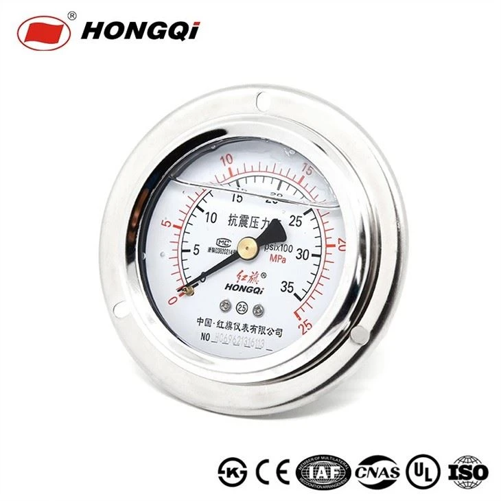 60mm Back Mount Liquid Filled Pressure Gauge Manometer With Flange