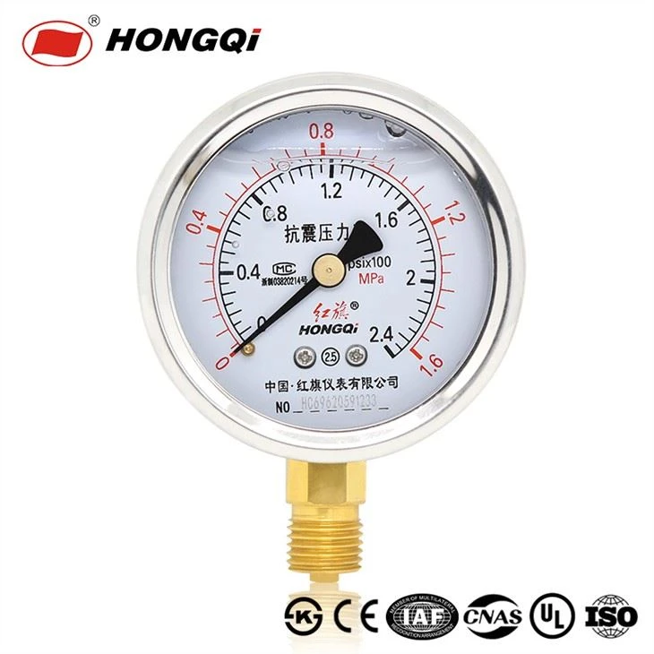 Hongqi Nerezová oceľ Puzdro Shockproof Tlak gauge