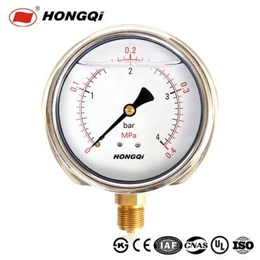 100 mm Pekná cena Manometer naplnený kvapalinou so zadnou prírubou s ISO